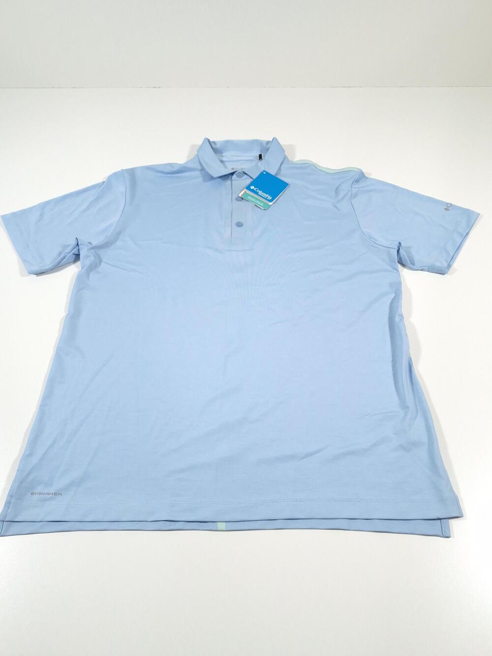Columbia Omni-Wick Alignment Polo Shirt Mens L Blue Golf Performance Stretch